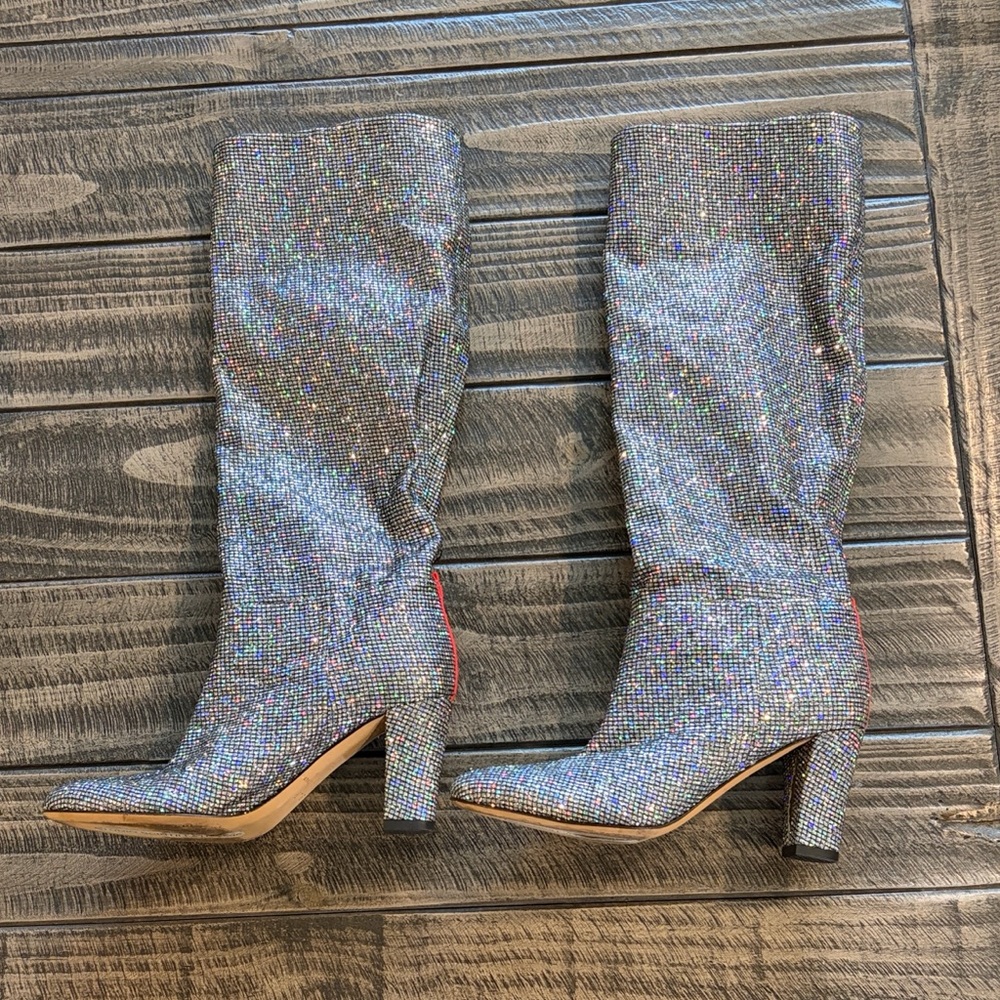SJP by Sarah Jessica Parker Silver Glitter Knee-High Boots - Picture 4 of 8